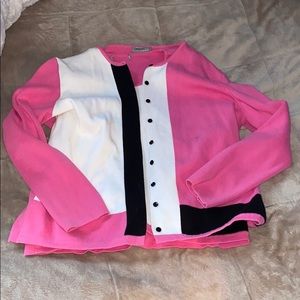 Pink white and black cardigan and tank set
